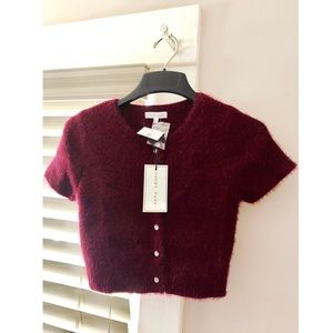 EMORY PARK SHORT-SLEEVE FUZZY CARDIGAN